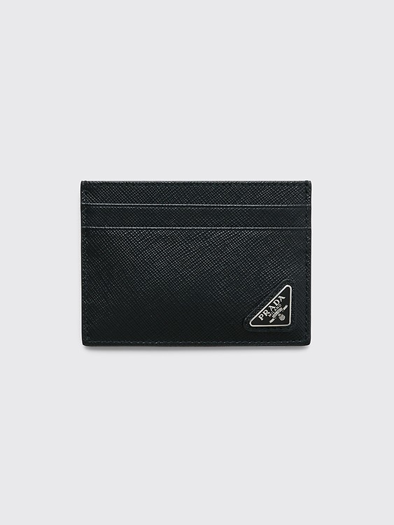 Prada Triangle Zip Leather Card Holder