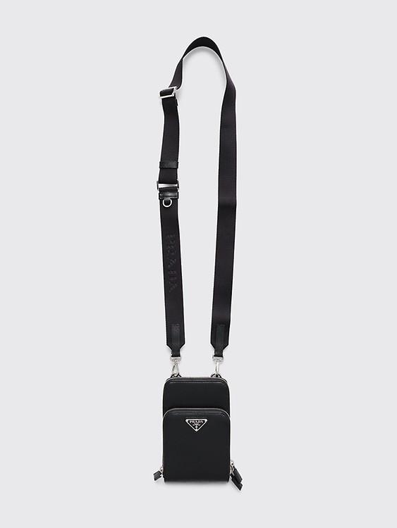 Black Triangle-plaque recycled-fibre belt bag, Prada