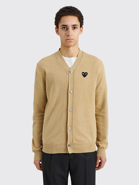 Comme Des Garçons Play heart-patch knit cardigan - Grey