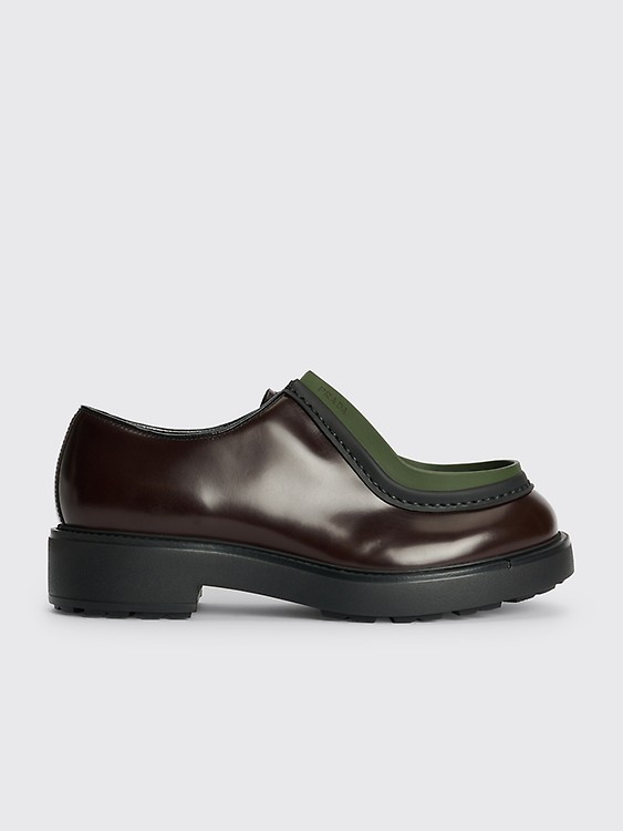 Très Bien - Prada Diapason Brushed Leather Lace-Up Shoes Black