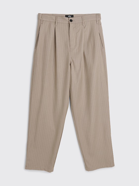 Très Bien - Stüssy Striped Volume Pleated Trouser Grey