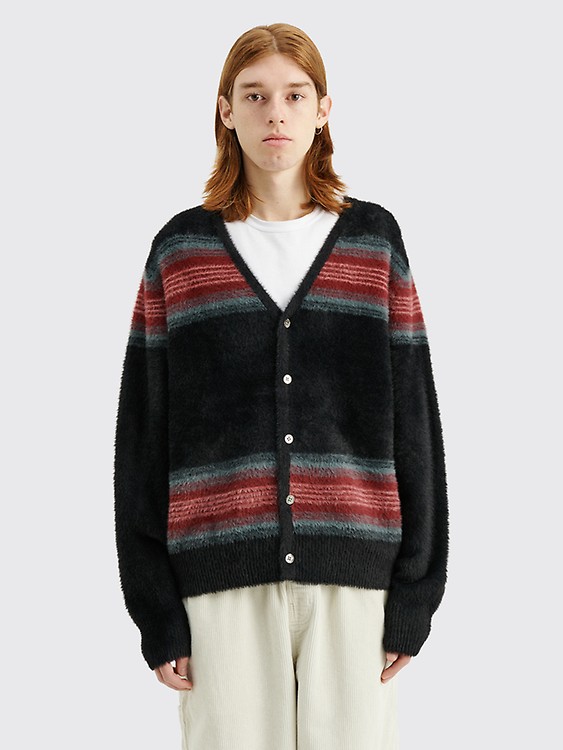 STUSSY 22Fall STRIPE SHAGGY CARDIGAN - カーディガン