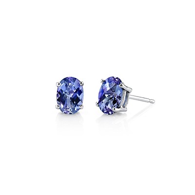 Alexandrite & CZ Heart Earrings in Sterling Silver