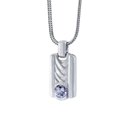 Men's Sapphire Tag Pendant Necklace in Sterling Silver | Ruby & Oscar