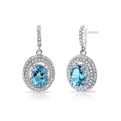 Swiss Blue Topaz Double Drop Earrings in 14k White Gold | Ruby & Oscar