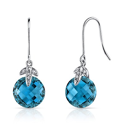 Swiss Blue Topaz Double Drop Earrings in 14k White Gold | Ruby & Oscar