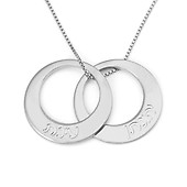 Sterling Silver Up to Two Kids' Names Mom Double Heart Necklace