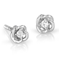 14K Gold 4-Pronged Diamond Stud Earrings With Chic Flower Design (Choice of  Color)