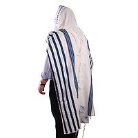 100% Cotton Non-Slip Tallit Prayer Shawl with White Stripes