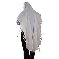 100% Cotton Non-Slip Tallit Prayer Shawl with Gray Stripes