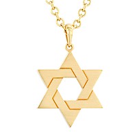 14K Gold Shema Yisrael and Star of David Men's Dog Tag Pendant