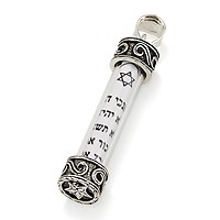925 Sterling Silver Mezuzah Pendant Necklace - Hamsa, Jewish