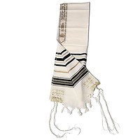Talitnia Hadar Wool Blend Traditional Tallit Prayer Shawl (Blue and  Silver), Religious Articles