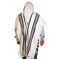  100% Wool Tallit Prayer Shawl in Light Blue Silver Stripes Size  24 L X 72 W : Clothing, Shoes & Jewelry