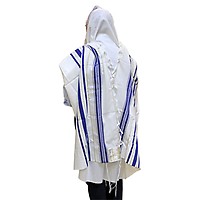 Avi Luvaton Hand Embroidered Verse Wool Tallit - White, Premium