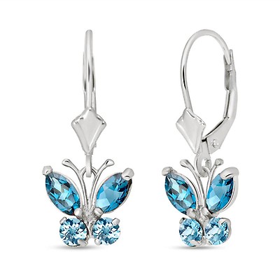 Boucles d'oreilles Dormeuses Or Blanc 375 Motif Papillon et Oxyde