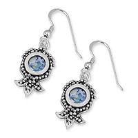 Roman Glass Pomegranate Rimmon 925 Silver Earrings, Israel Holyland Gift 2024