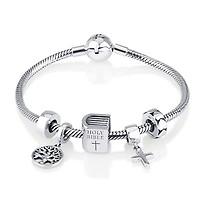 Marina Jewelry Sterling Silver Five Bead Blue Opal Christian Charm Bracelet Jewelry My Jerusalem Store
