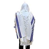 Traditional Pure Wool Tallit Prayer Shawl (Black and Silver Stripes),  Religious Articles