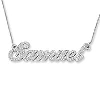 14k gold name necklace with deals diamonds