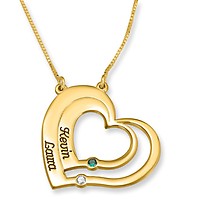 Overlapping heart two on sale name necklace