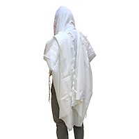 Talitnia Hadar Wool Blend Traditional Tallit Prayer Shawl (Blue and Silver)