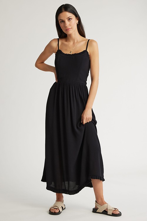 Shop The Woven Slip Dress in Black