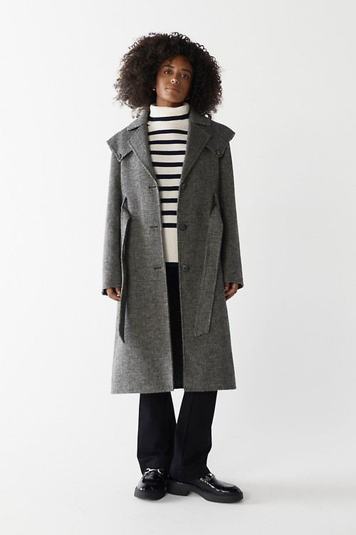 Wool coat with on sale hood