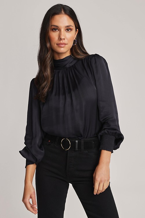 Black high shop neck blouse uk