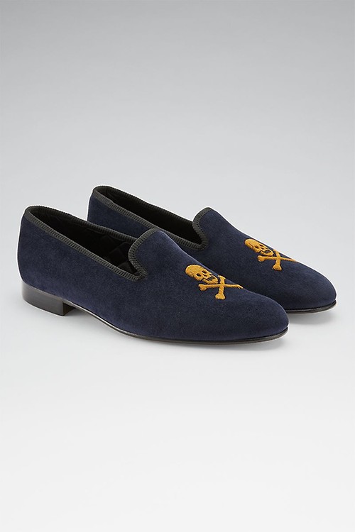 Navy clearance velvet slippers