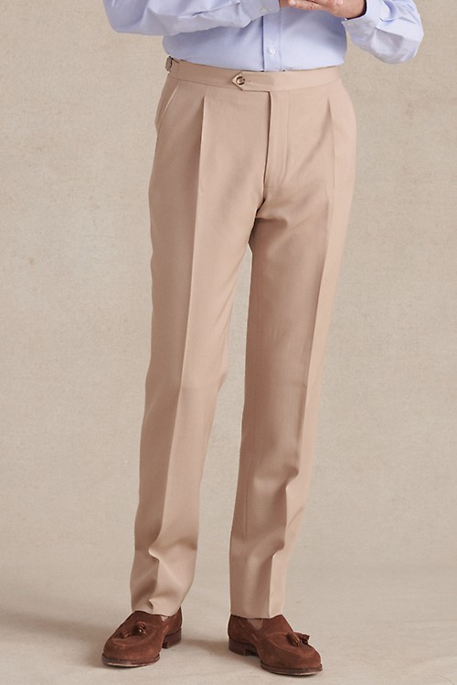 Pink Single Pleat Linen Trousers