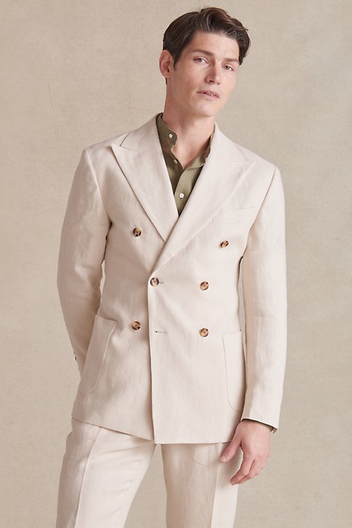 Cream Single Breasted Linen Jacket