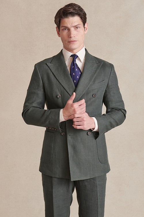 Grey flannel double breasted on sale suit