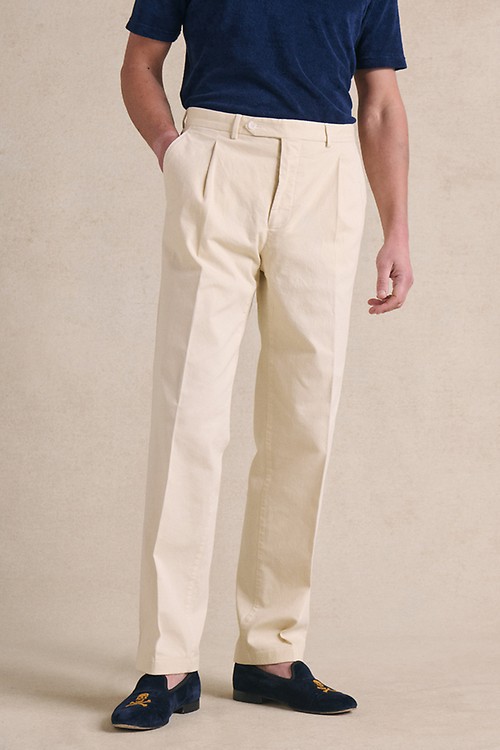 Pink Single Pleat Linen Trousers