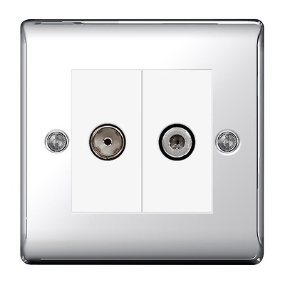BG FPC55 Polished Chrome Unswitched Fused Spur & Flex Outlet Screwless Flatplate