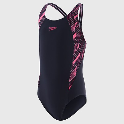 Kids' Speedo Hyperboom Placement Flyback Swimsuit Black | O
