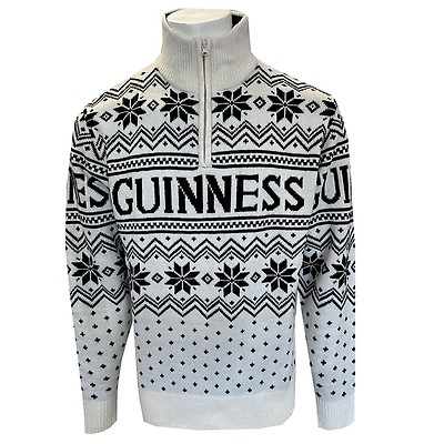 Sweatshirt For Men Guinness Official Men's Knit Jumper With White Text, Bottle Green Fatti Burke