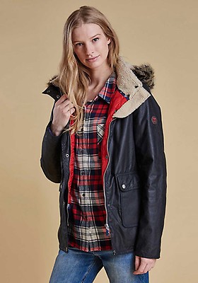 barbour wax jacket womens hood