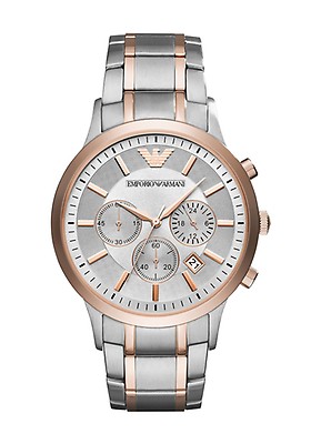 emporio armani stopwatch in stainless steel and leather 11105