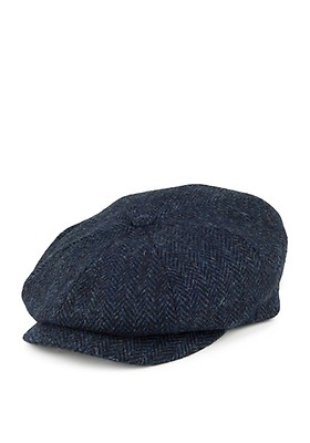 navy tweed flat cap