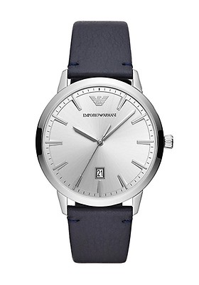 emporio armani stopwatch in stainless steel and leather 11105