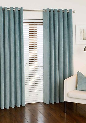 Aura Rib Velour 90 X 90 Luxury Eyelet Curtains Ochre Mcelhinneys