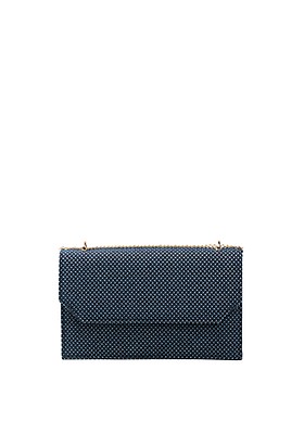 navy & white clutch bag