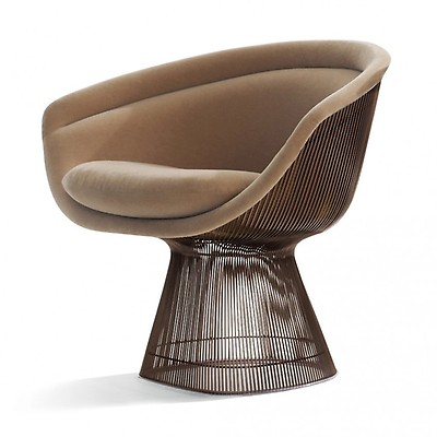 Platner Side Chair Metallic Bronze Alpaca Fabric The