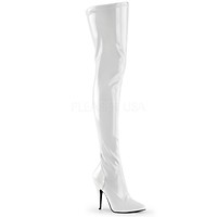 Bottes blanches brillantes en vinyle talon haut