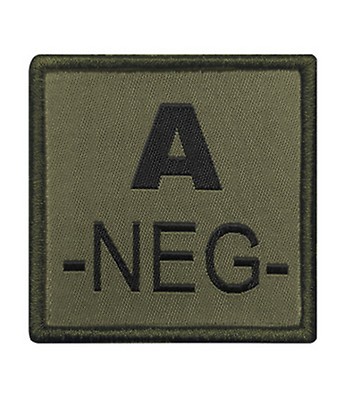 Écusson Brodé Groupe Sanguin O Négatif (O-) - Tissu Avec Bande Velcro 5x5 Cm - Pour Uniforme Police, Gendarmerie, Sécurité, Collection - 14