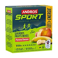 4 Gourdes de Fruits mixés vitaminées Pomme Banane Andros Sport