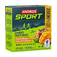 4 Gourdes de Fruits mixés vitaminées Pomme Mangue Andros Sport