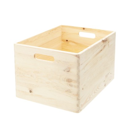 4x Caisse de rangement bambou, solide, boîte sans couvercle, H x L x P : 40  x 30 x 14 cm, salle de bain, cuisine, nature