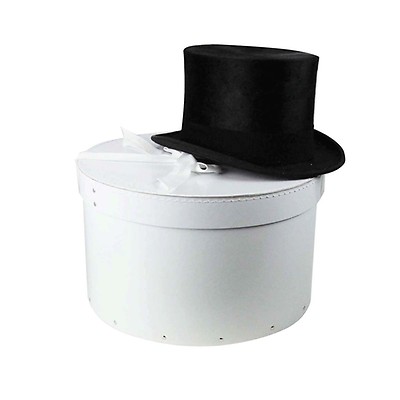 Boîte à chapeau blanche - avec ruban - ON RANGE TOUT